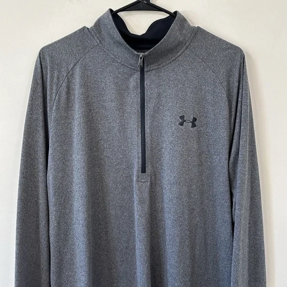 Under Armour Men’s Tech 1/2 Zip Long Sleeve Carbon Heather/Black Size XL - Picture 3 of 11
